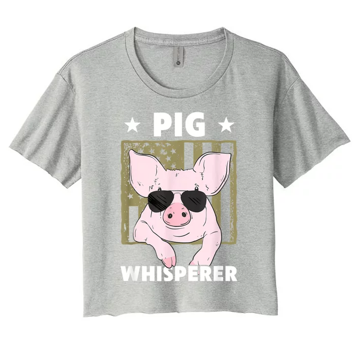 Pig Whisperer Pig Design For Hog Farmer Women's Crop Top Tee