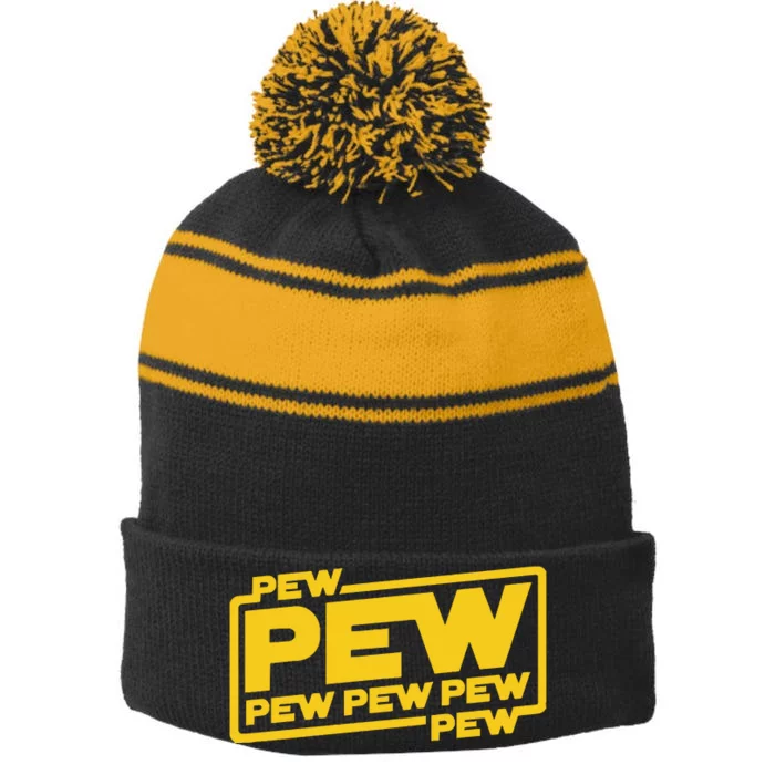 Pew Wars Stripe Pom Pom Beanie