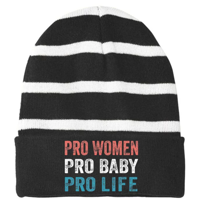 Pro Women Pro Baby Pro Life Striped Beanie with Solid Band