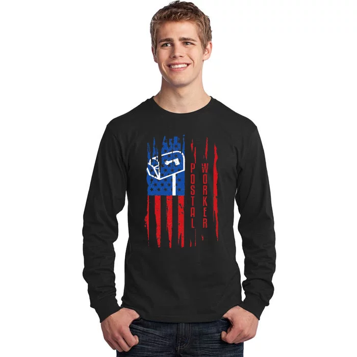 Postal Worker Patriotic US Post Mail Carrier Man Women Tall Long Sleeve T-Shirt