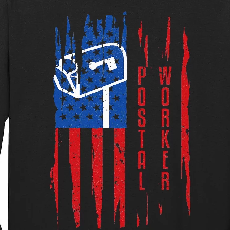 Postal Worker Patriotic US Post Mail Carrier Man Women Tall Long Sleeve T-Shirt