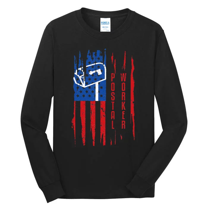 Postal Worker Patriotic US Post Mail Carrier Man Women Tall Long Sleeve T-Shirt