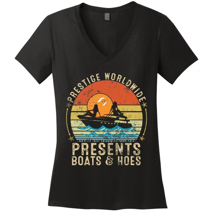 Prestige Worldwide Presents Boats And Hoes Women's V-Neck T-Shirt