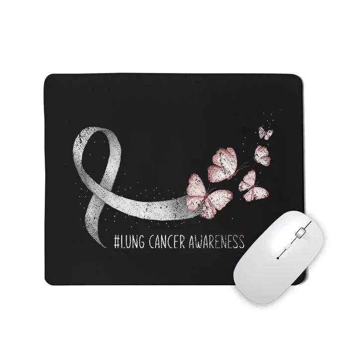 Pretty White Ribbon Support Lung Cancer Awareness Mousepad