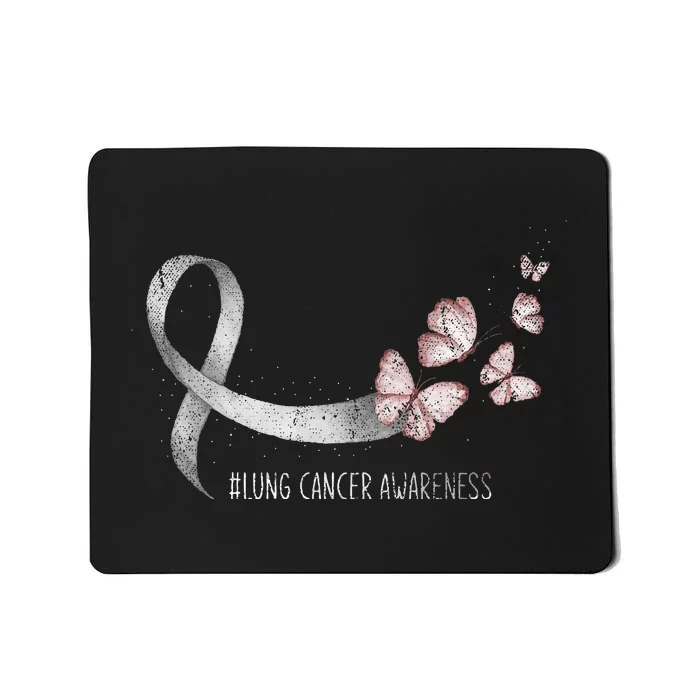 Pretty White Ribbon Support Lung Cancer Awareness Mousepad