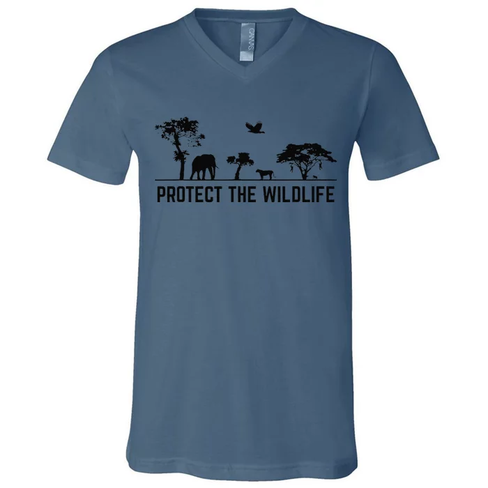 Protect Wildlife Safari Animal Conservancy Nature Earth Day V-Neck T-Shirt