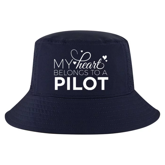 Pilot Wife Shirts My Heart Belongs To A Pilot Pilot Gift Cool Comfort Performance Bucket Hat