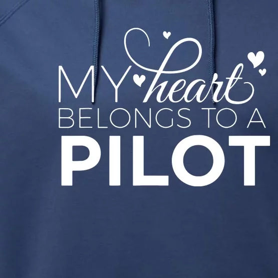 Pilot Wife Shirts My Heart Belongs To A Pilot Pilot Gift Performance Fleece Hoodie