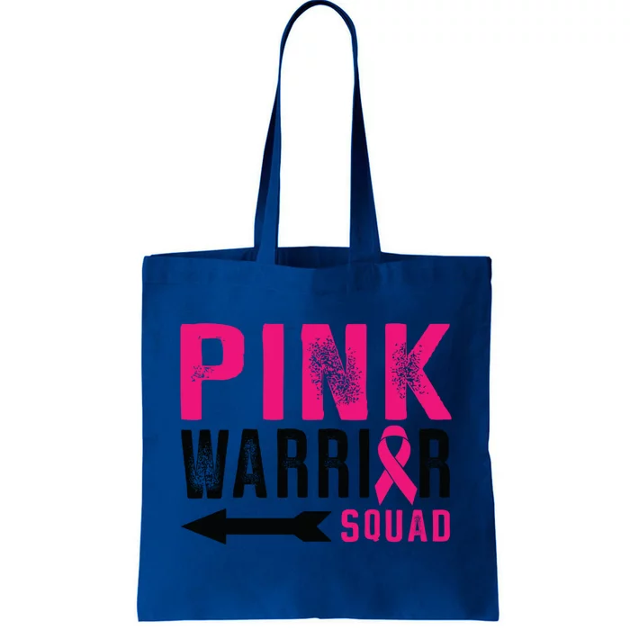 Pink Warrior Squad Ribbon Breast Cancer Awareness Gift Tote Bag