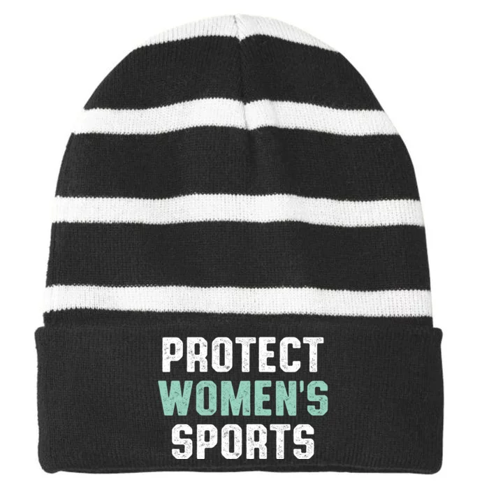 Protect Womens Sports Support Riley Gaines Striped Beanie with Solid Band