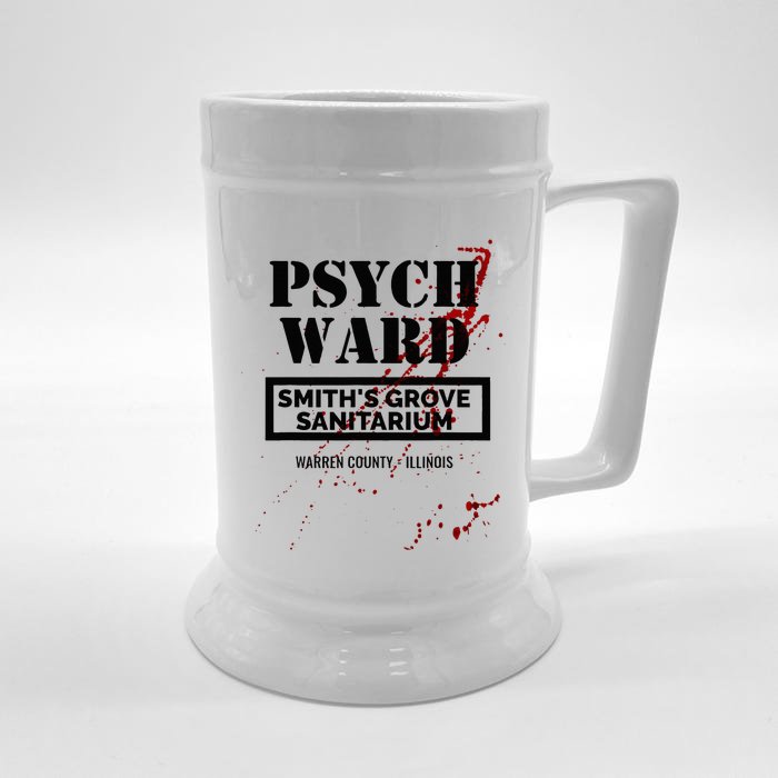 Psych Ward Sanitarium Maniac Psychopath Costume Halloween Front & Back Beer Stein