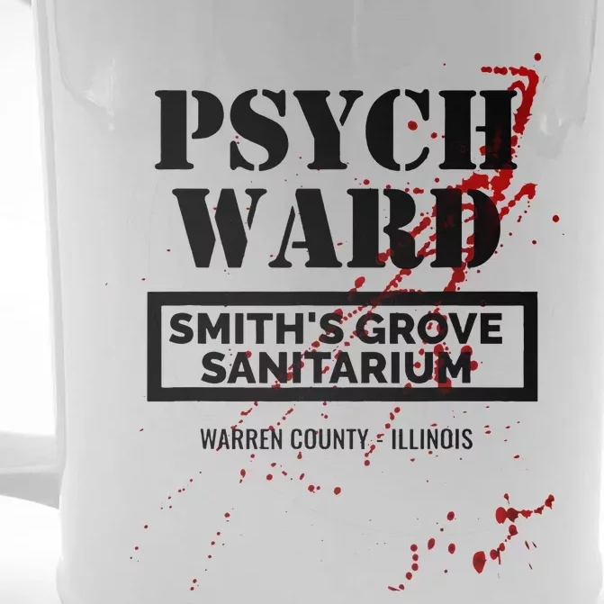 Psych Ward Sanitarium Maniac Psychopath Costume Halloween Front & Back Beer Stein