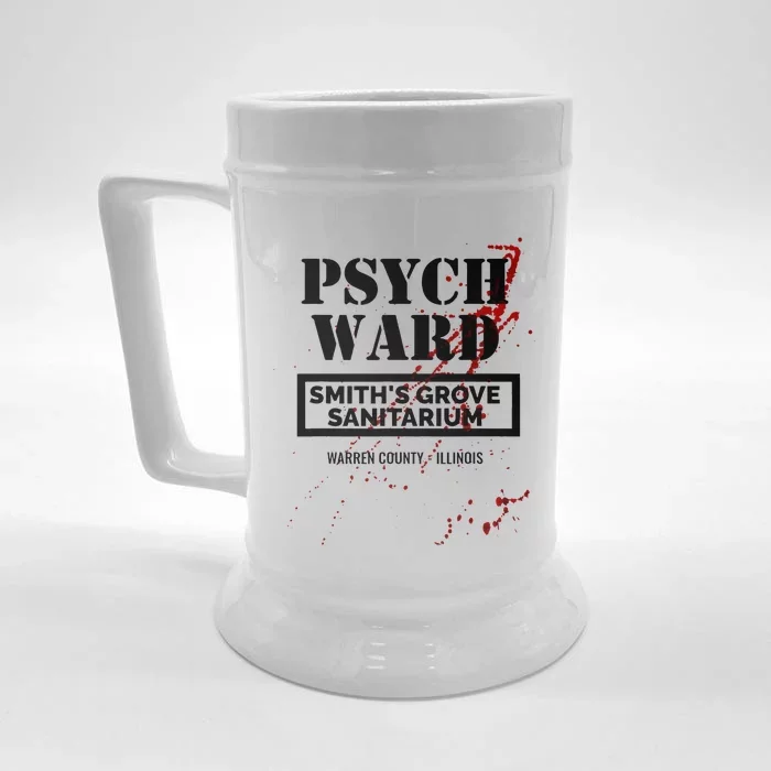 Psych Ward Sanitarium Maniac Psychopath Costume Halloween Front & Back Beer Stein