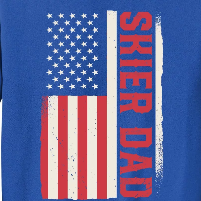 Patriotic Winter Ski Skiing Skier Dad American Flag Gift Tall Sweatshirt