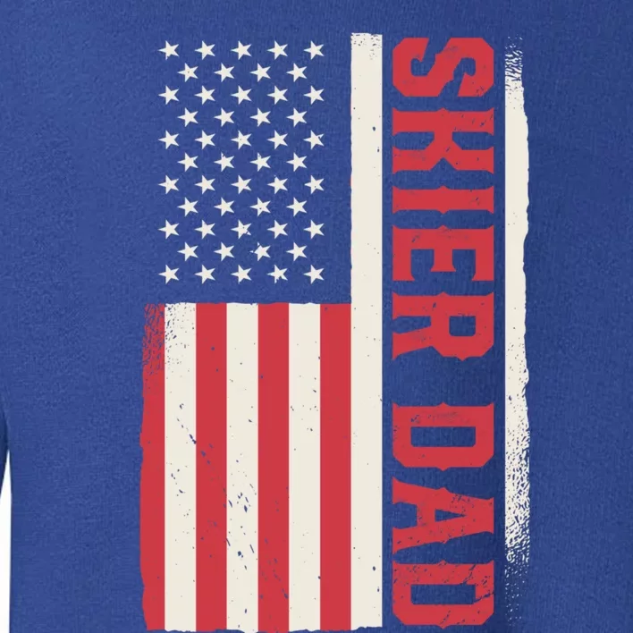 Patriotic Winter Ski Skiing Skier Dad American Flag Gift Toddler Sweatshirt