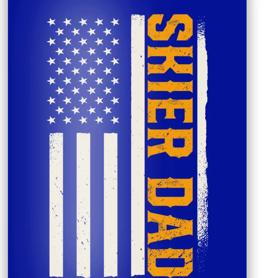 Patriotic Winter Ski Skiing Skier Dad American Flag Gift Poster