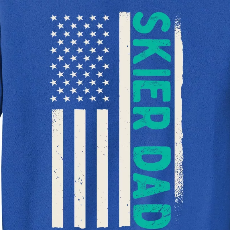 Patriotic Winter Ski Skiing Skier Dad American Flag Gift Sweatshirt