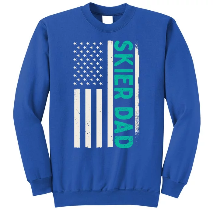 Patriotic Winter Ski Skiing Skier Dad American Flag Gift Sweatshirt