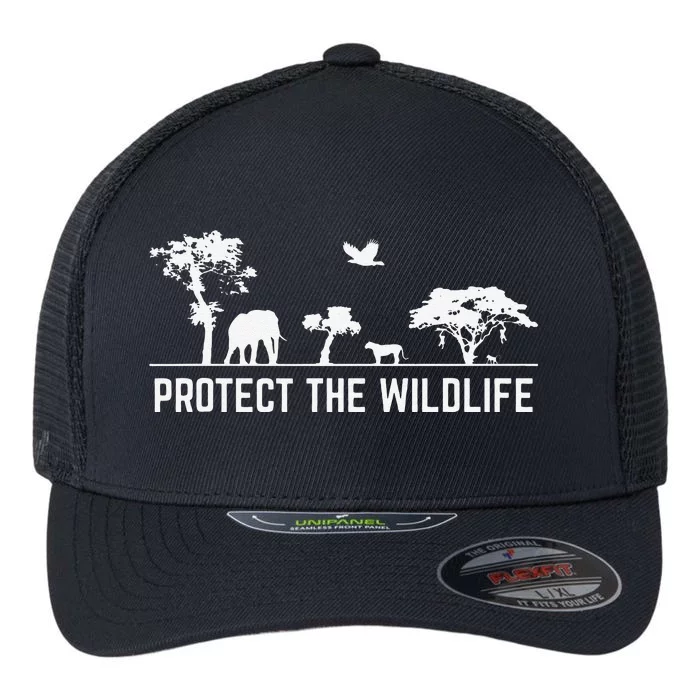 Protect Wildlife Safari Environment Conservancy Earth Day Flexfit Unipanel Trucker Cap