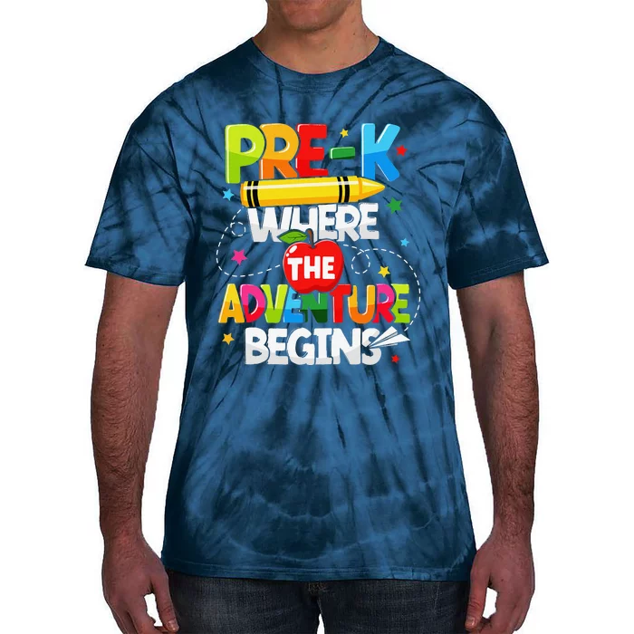 PreK Where The Adventure Begins Back To School Teacher Tie-Dye T-Shirt