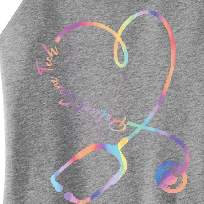 Pct Week Tie Dye Stethoscope Heart Patient Care Technician Gift Women’s Perfect Tri Rocker Tank