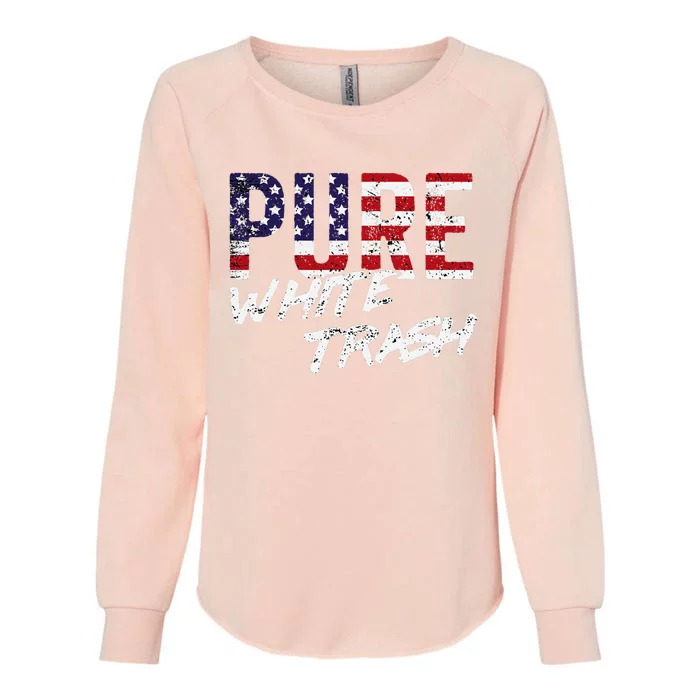 Pure White Trash Funny Redneck American Flag Womens California Wash Sweatshirt