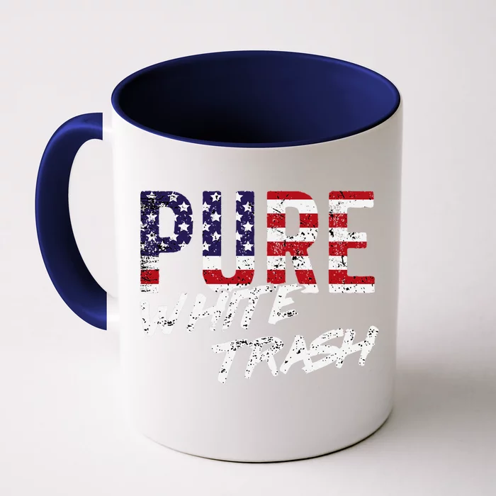 Pure White Trash Funny Redneck American Flag Front & Back Coffee Mug