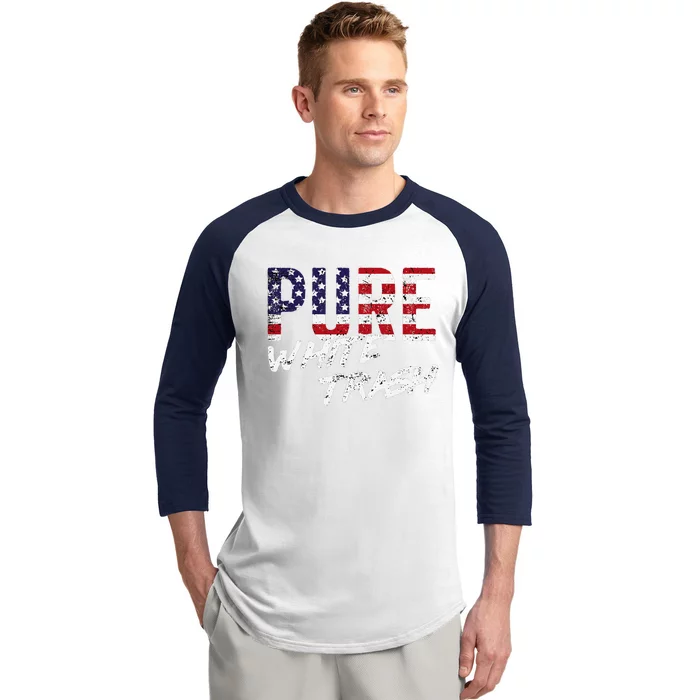 Pure White Trash Funny Redneck American Flag Baseball Sleeve Shirt