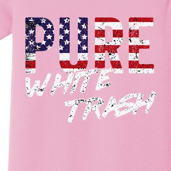 Pure White Trash Funny Redneck American Flag Baby Bodysuit