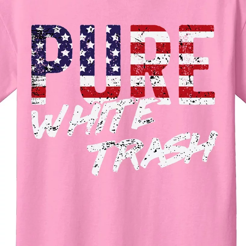 Pure White Trash Funny Redneck American Flag Kids T-Shirt