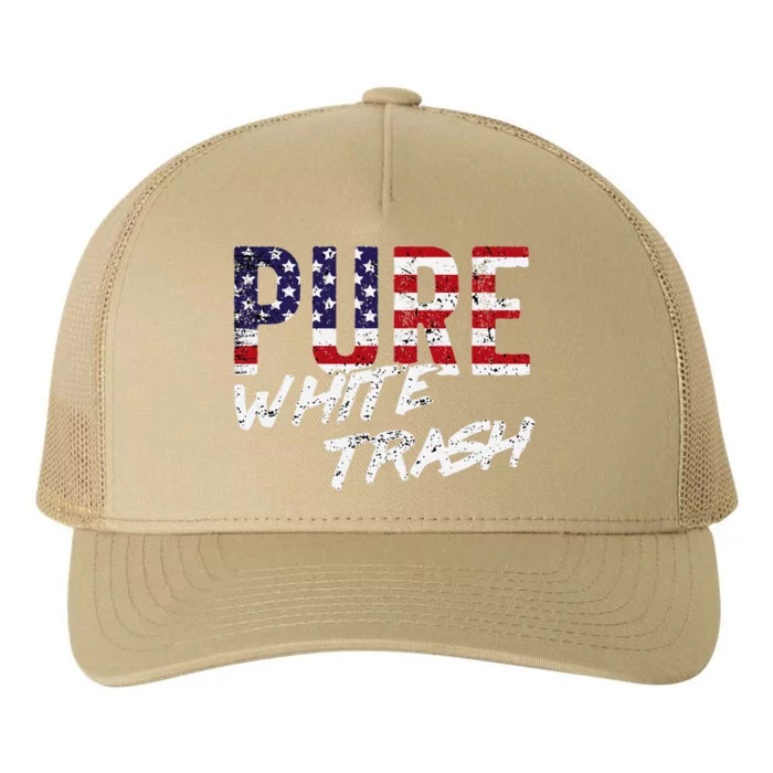 Pure White Trash Funny Redneck American Flag Yupoong Adult 5-Panel Trucker Hat