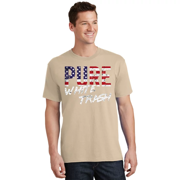 Pure White Trash Funny Redneck American Flag T-Shirt