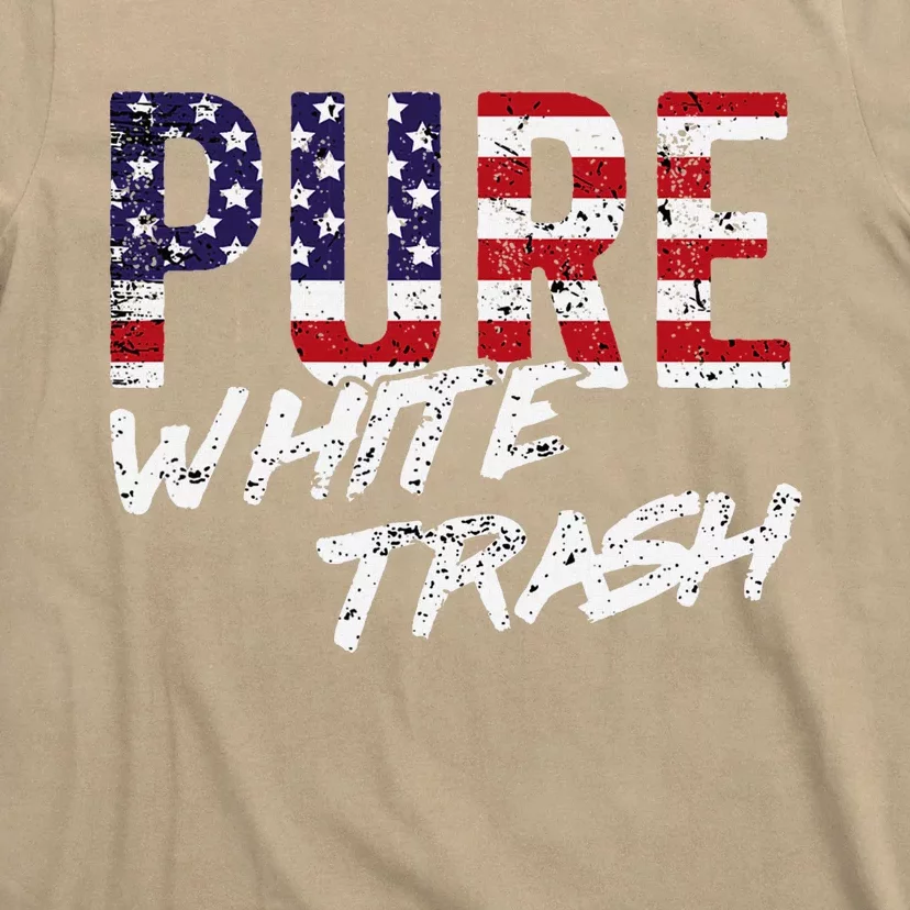 Pure White Trash Funny Redneck American Flag T-Shirt