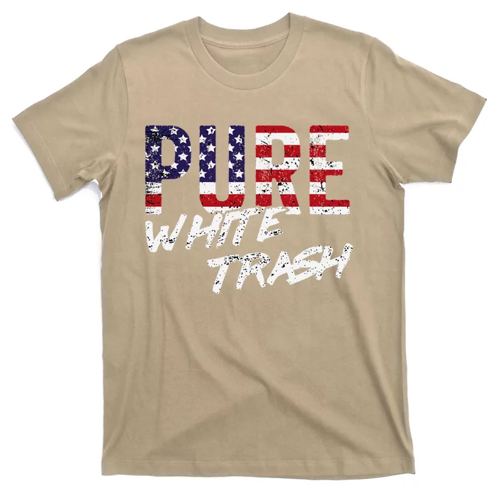 Pure White Trash Funny Redneck American Flag T-Shirt