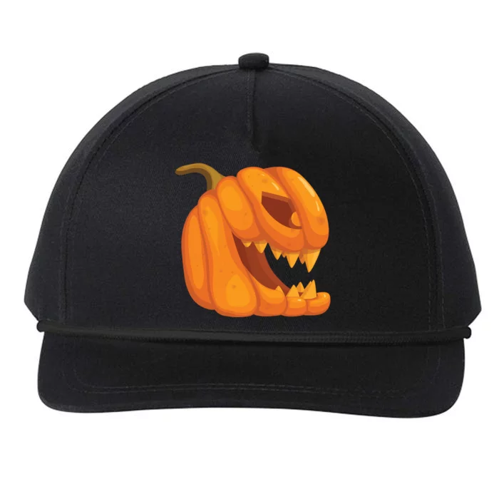 Pumpkin With Teeth Scary Face Halloween October 31St Gift Snapback Five-Panel Rope Hat