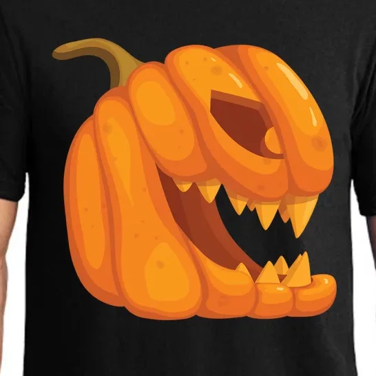 Pumpkin With Teeth Scary Face Halloween October 31St Gift Pajama Set