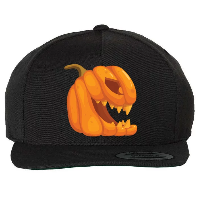 Pumpkin With Teeth Scary Face Halloween October 31St Gift Wool Snapback Cap