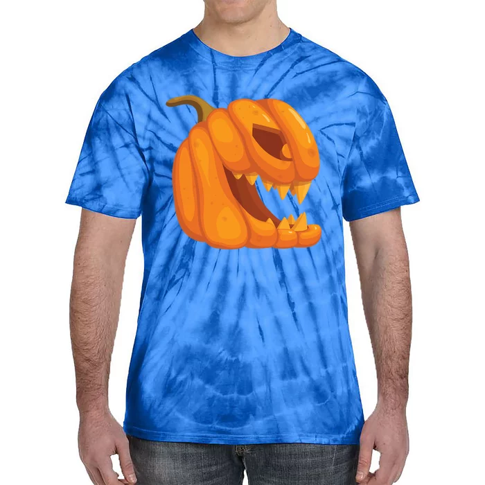 Pumpkin With Teeth Scary Face Halloween October 31St Gift Tie-Dye T-Shirt