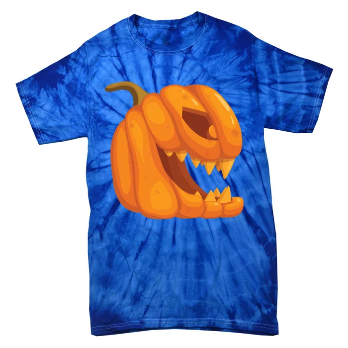 Pumpkin With Teeth Scary Face Halloween October 31St Gift Tie-Dye T-Shirt