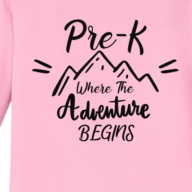 PreK Where The Adventure Begins Preschool Teacher Baby Long Sleeve Bodysuit