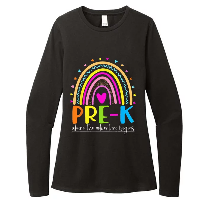 PreK Where the Adventure Begins Womens CVC Long Sleeve Shirt