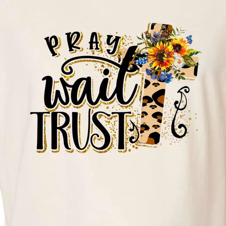 Pray Wait Trust Christian Faith Jesus God Lover Leopard Gift Garment-Dyed Women's Muscle Tee