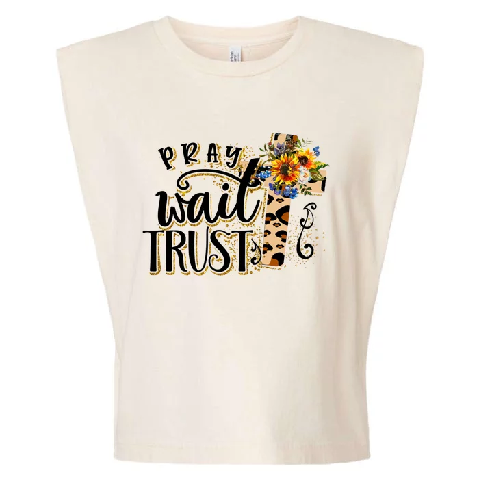 Pray Wait Trust Christian Faith Jesus God Lover Leopard Gift Garment-Dyed Women's Muscle Tee