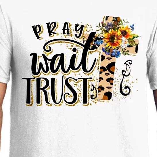 Pray Wait Trust Christian Faith Jesus God Lover Leopard Gift Pajama Set