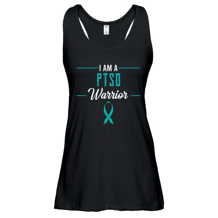 PTSD Warrior Traumatic Psychological Trauma Teal Ribbon Gift Ladies Essential Flowy Tank