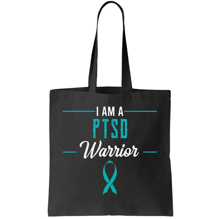 PTSD Warrior Traumatic Psychological Trauma Teal Ribbon Gift Tote Bag