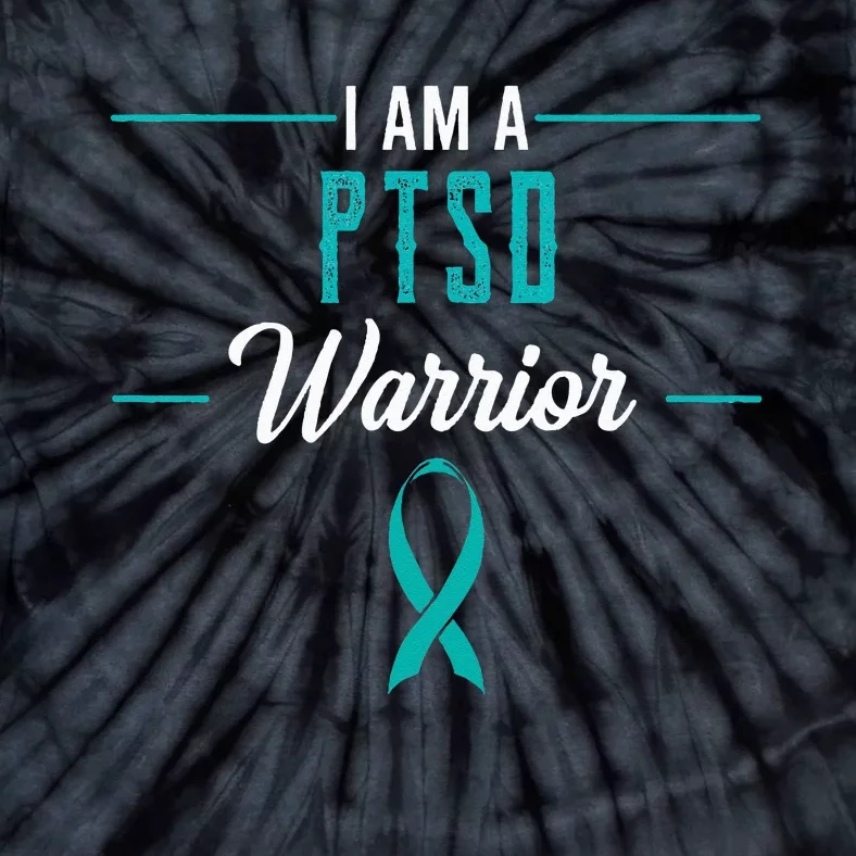 PTSD Warrior Traumatic Psychological Trauma Teal Ribbon Gift Tie-Dye T-Shirt