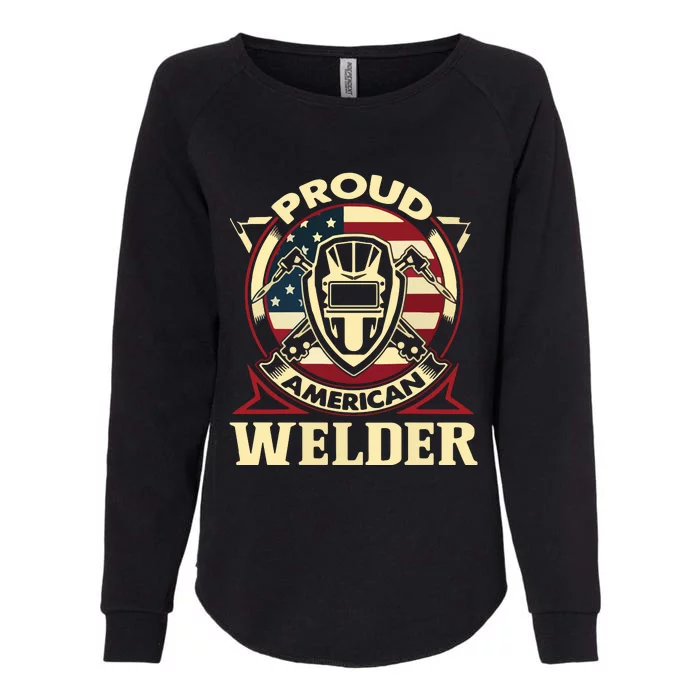 Proud Welder US American Flag Pipefitter Retro Welding Gift Womens California Wash Sweatshirt