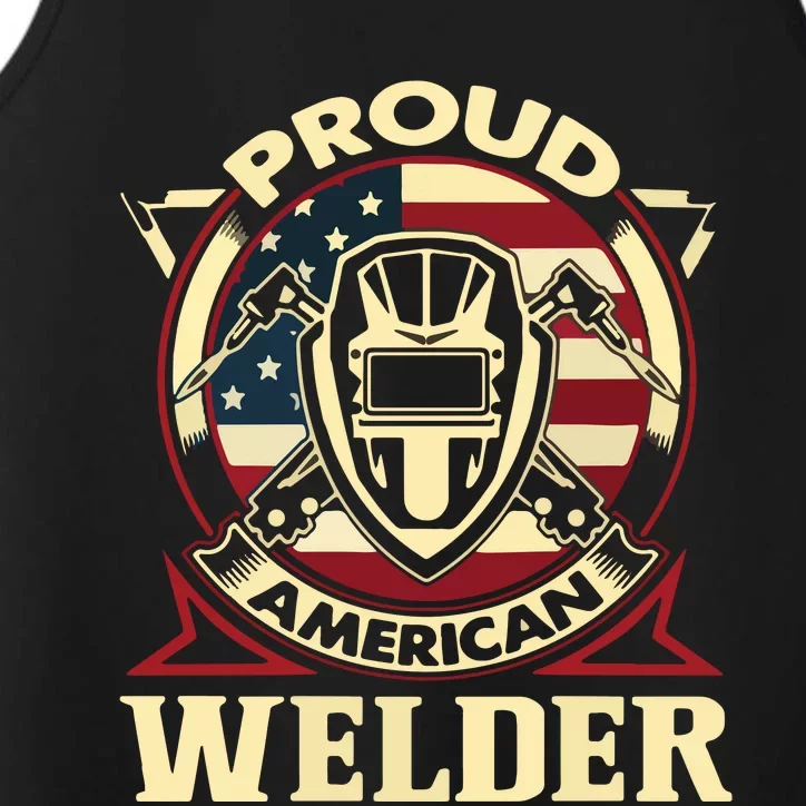 Proud Welder US American Flag Pipefitter Retro Welding Gift Performance Tank