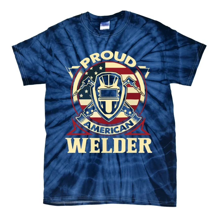 Proud Welder US American Flag Pipefitter Retro Welding Gift Tie-Dye T-Shirt